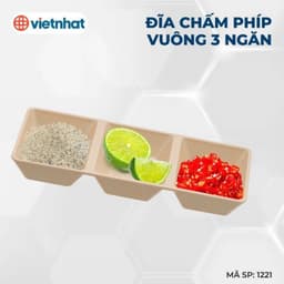 Combo 10 Đĩa chấm vuông 3 ngăn, chén đựng nước chấm, nước sốt Nhựa Việt Nhật nhà hàng quán ăn 2