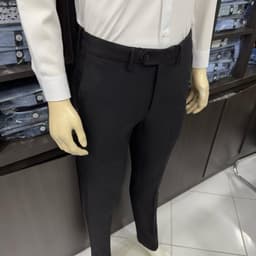 Quần âu nam Owen màu đen regular fit tăng đơ 2 cạp vải  polyester nano QRT262108PT 2