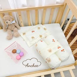 Bộ Gối Chặn Cho Bé Sơ Sinh Anchee Tặng Kèm Gối Thiết Kế Chống Lõm Đầu Chất Vải Gân Đũi Thoáng Mát 8