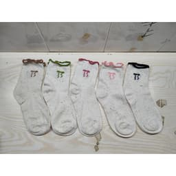 Lố 10 đôi tất cổ cao nơ chấm bi viền bèo - TCBVB 8