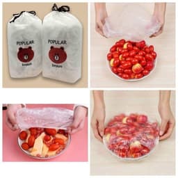 [ Set 100 CHIẾC] Màng bọc thực phẩm co giãn siêu dai có chun kèm túi gấu - Mũ chùm đầu 6