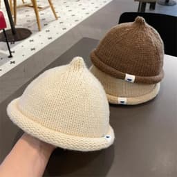 Mũ dưa COFORDOS, Mũ dệt kim ấm áp mùa thu đông cho trẻ em, Beanie màu trơn mềm mại thông thường cho bé 1-5 tuổi 6
