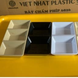Combo 10 Đĩa chấm vuông 3 ngăn, chén đựng nước chấm, nước sốt Nhựa Việt Nhật nhà hàng quán ăn 4