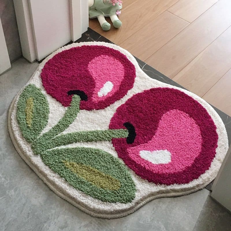 Thảm trải sàn decor nhà cửa lông mịn siêu thấm hút, họa tiết trái cây xinh xắn kích thước 40x 60cm