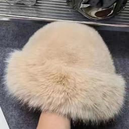 Mũ len lông nữ giả lông chồn ấm áp ML03 4