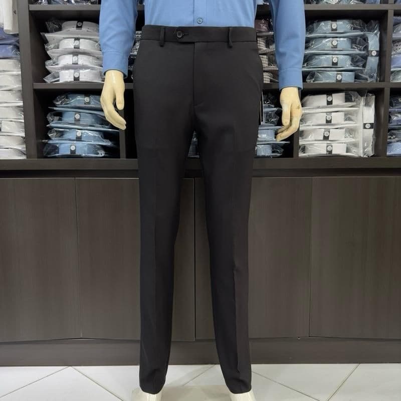 Quần âu nam Owen màu xanh tím than slim fit tăng đơ 2 cạp vải polyester nano QST262114PT