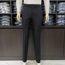 Quần âu nam Owen màu đen regular fit tăng đơ 2 cạp vải  polyester nano QRT262108PT 1