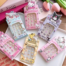 Bộ 12 Miếng Dán Móng Tay Sanrio Kids 12 Tờ, Móng Tay Bấm Hoạt Hình Dễ Thương Cho Bé Gái 2