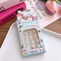 Bộ 12 Miếng Dán Móng Tay Sanrio Kids 12 Tờ, Móng Tay Bấm Hoạt Hình Dễ Thương Cho Bé Gái 7