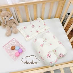 Bộ Gối Chặn Cho Bé Sơ Sinh Anchee Tặng Kèm Gối Thiết Kế Chống Lõm Đầu Chất Vải Gân Đũi Thoáng Mát 6