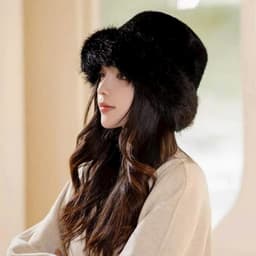Mũ len lông nữ giả lông chồn ấm áp ML03 9