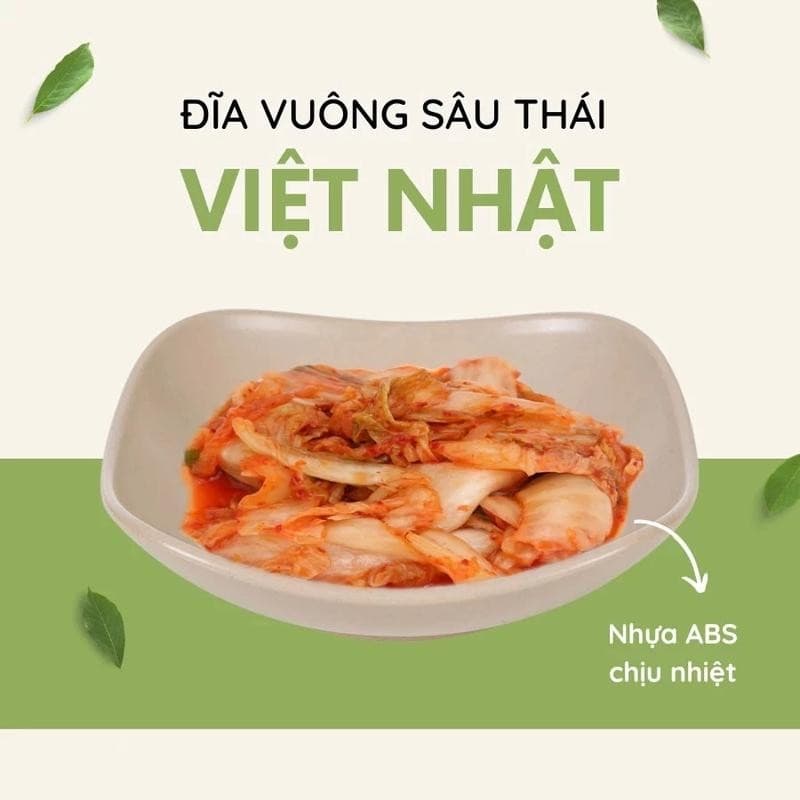 Combo 10 Đĩa nhựa vuông sâu Việt Nhật 2 size bé và trung, đĩa nhựa ABS cao cấp bền dày dặn nhà hàng