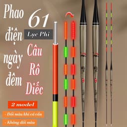 Phao cỏ câu đài điện ngày đêm ,câu rô diếc tải chì nhẹ tăm cứng Lục Phi L61 1