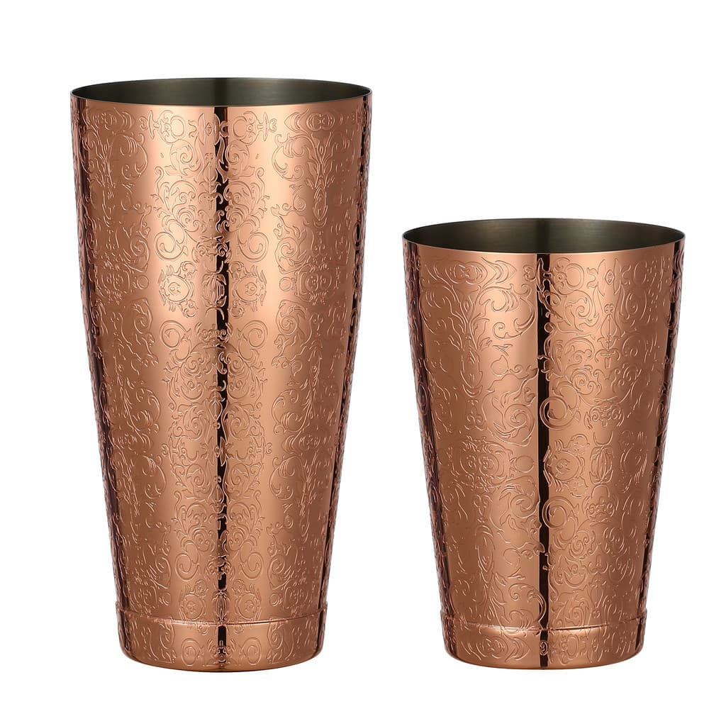 Boston Cocktail Shaker Với Thanh Họa Tiết Khắc Cocktail Shaker Tin Set - 800ml & 500ml