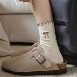 Lố 10 đôi tất cổ cao nơ chấm bi viền bèo - TCBVB 2