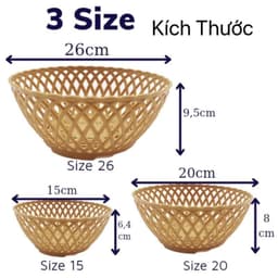 Combo 5,10 Rổ nhựa tròn kiểu dáng đan mây Việt Nhật đủ size, rổ đựng rau, hoa quả nhà hàng khách sạn 9