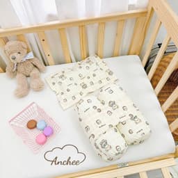 Bộ Gối Chặn Cho Bé Sơ Sinh Anchee Tặng Kèm Gối Thiết Kế Chống Lõm Đầu Chất Vải Gân Đũi Thoáng Mát 9