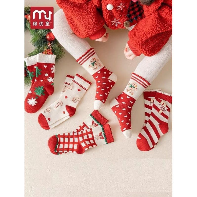 T19 SET 10 Tất NOEL cao cổ cho bé, tất cổ cao cho bé hình noel cho bé 1-12 tuổi