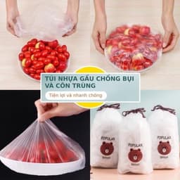 [ Set 100 CHIẾC] Màng bọc thực phẩm co giãn siêu dai có chun kèm túi gấu - Mũ chùm đầu 7