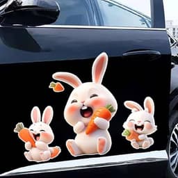 "Miếng Dán Hoạt Hình Thỏ Chống Trầy Xước Dành Cho Xe Hơi, Trang Trí Xe Điện" 2