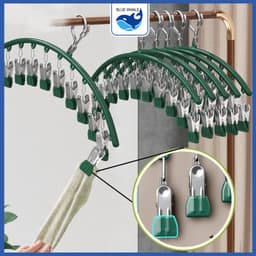 Móc Treo Đồ Lót, Tất Vớ 10 Kẹp Bọc Nhựa Có Khóa Chống Gió - Móc Treo Quần Áo 10 Móc Inox Siêu Tiện Lợi 1