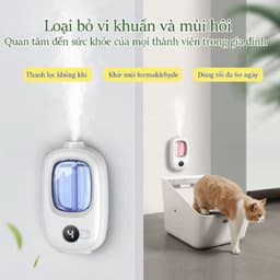 Máy xịt thơm phòng tự động mini 4 chế độ treo tường, Máy xông tinh dầu phòng ngủ pin sạc 1500mAh 5