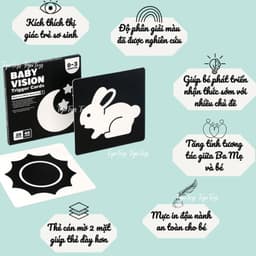Đồ chơi cho bé sơ sinh, tranh kích thích thị giác, thẻ trắng đen in mực đậu nành, an toàn, chuyên nghiệp 4