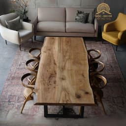 Mặt Bàn Gỗ Tràm Ghép Thanh 2 Cạnh Uốn Lượn Tự Nhiên Dày 3cm - Xưởng Mộc Maido 5