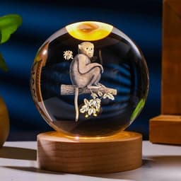 Bộ Đèn Ngủ-  Quả Cầu Pha Lê 3D Hình 12 Con Giáp, Đường Kính 6cm Trưng Bày Trang Trí Cực Đẹp 9
