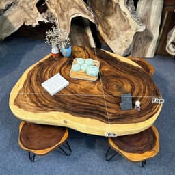Mặt Bàn Tròn Gốc Cây Gỗ Me Tây Nguyên Tấm Tự Nhiên Size To (Không Kèm Chân) - Xưởng Mộc Maido 1