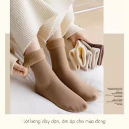 Set 10 đôi tất cổ cao lót lông lót nỉ dày dặn cotton giữ nhiệt mùa đông dành cho nữ mẫu mới M365 2