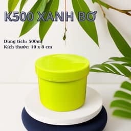 Combo 50  Hủ K500 - Xanh Ngọc - Xanh Bơ - Xanh Dương, Hủ nhựa rỗng - 500gr, Có nắp lót chống tràn, Đựng Kem Body 5
