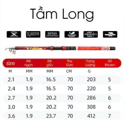 cần câu rút máy cực khoẻ TẦM LONG 2m1-3m6 8