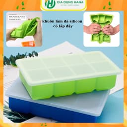 Khuôn làm đá, khay đá lạnh có nắp đậy chất liệu silicon an toàn tiện lợi bền bỉ 1