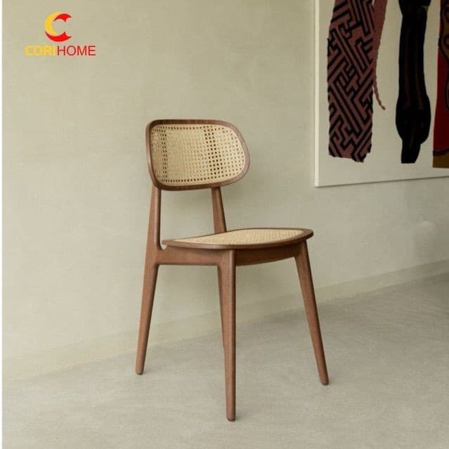 Ghế An Titus Gỗ Ash Kết Hợp Đan Mây CORIHOME, Nệm Gỗ Hoặc Bọc Nỉ,Da. Màu Sắc Tuỳ Chọn Theo Yêu Cầu