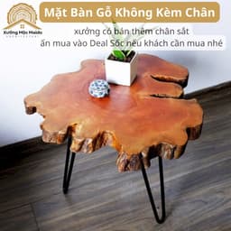 Mặt Bàn Tròn Cafe, Sofa, Gỗ Nhãn Nguyên Khối Tự Nhiên (Không Kèm Chân) 3