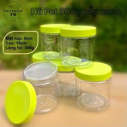 [Combo 50] Hủ PET 500g Nắp Nhựa Nhám - Màu Xanh - tặng nắp lót chống tràn - dùng để đựng mỹ phẩm 1