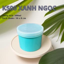 Combo 50  Hủ K500 - Xanh Ngọc - Xanh Bơ - Xanh Dương, Hủ nhựa rỗng - 500gr, Có nắp lót chống tràn, Đựng Kem Body 4