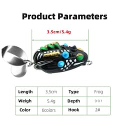 3.5cm / 5.4g Ếch Mềm Mồi Câu Cá Mini Mềm Mồi Đôi Nâng Móc Top Tia Nước Ếch Mồi Nhân Tạo 2