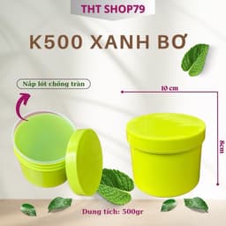 Combo 50  Hủ K500 - Xanh Ngọc - Xanh Bơ - Xanh Dương, Hủ nhựa rỗng - 500gr, Có nắp lót chống tràn, Đựng Kem Body 2