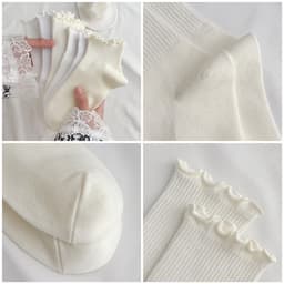 Bộ 10 đôi tất nữ cotton cổ cao viền bèo công chúa dễ thương siêu xinh xắn - Miễn phí vận chuyển 🎀" 8