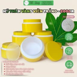 Giá Sỉ 100 Hủ Thân Vàng Viền Trắng - Hủ Nhựa Rỗng - 200gr - Có Nắp Lót Chống Tràn - Hủ đựng Kem Body - Đựng Kem Body. 2