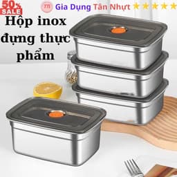 SKU159 - Hộp inox xịn 304 không hút nam châm, không gỉ sét 1200ml, có nắp hút chân không. 4