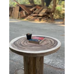 Mặt bàn tròn gỗ me tây mộc không sơn nguyên tấm gỗ thịt tự nhiên, làm bàn trà, bàn cafe - Xưởng Mộc Maido 9