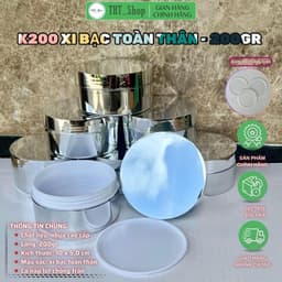 Combo 20 Hủ K200 xi bạc toàn thân - 200gr - kích thước 10x5cm - Có nắp lót chống tràn - Đựng kem trộn Đựng kem body 1