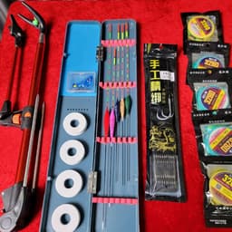 Bộ phụ kiện câu cá không kèm phao điện - 5 Phao  kèm hộp - Gác  2m1 - 5 trục buộc sẵn - 1 hộp lưỡi câu - thẻo buộc sẵn 6