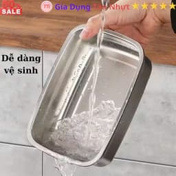 SKU159 - Hộp inox xịn 304 không hút nam châm, không gỉ sét 1200ml, có nắp hút chân không. 6