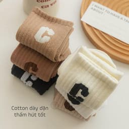 [Combo 10 Đôi] Tất Cổ Cao Nữ Họa Tiết Chữ C - Vớ Cổ Cao Nam Nữ Chất Liệu Cotton Co Giãn Thoáng Khí  Giay zep Store 4