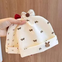 Mũ Bông Cho Trẻ Sơ Sinh Thiết Kế Dễ Thương Mềm Mại Trẻ Sơ Sinh Mũ Đi Bé Trai Bé Gái Nơ Chấm In Mũ 3