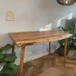 Mặt Bàn Gỗ Tràm Ghép Thanh 2 Cạnh Uốn Lượn Tự Nhiên Dày 3cm - Xưởng Mộc Maido 3